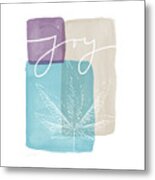 Joy Cannabis Leaf Watercolor- Art By Linda Woods Metal Print