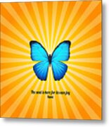 Joyful Butterfly With Quote By Rumi Metal Print