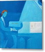 Justin Levitt Steinway Piano Blue Metal Print