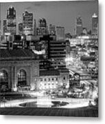 Kansas City Skyline Bw Metal Print