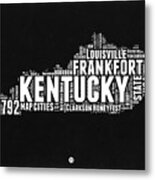 Kentucky Black And White Word Cloud Map Metal Print
