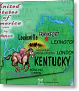 Kentucky Fun Map Metal Print