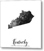 Kentucky State Map Art - Grunge Silhouette Metal Print