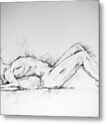 Sketchbook Page 55 Charcoal Drawing Woman Lateral Pose Metal Print