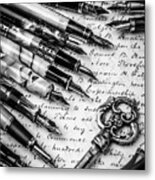 Key And Fountain Pens Metal Print