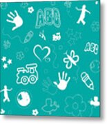 Kid's Playful Background Pattern And Shapes Metal Print