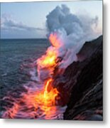 Kilauea Volcano Lava Flow Sea Entry 3- The Big Island Hawaii Metal Poster