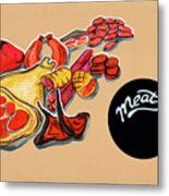 Kitchen Illustration Of Menu Of Meat Products Metal Print