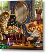 Kittens With Jewelry Box Metal Print