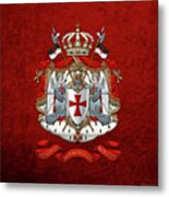 Knights Templar - Coat Of Arms Over Red Velvet Metal Print