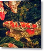 Koi Fish Fresco Two Metal Print