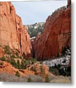 Kolob Canyon Dusted With Snow Metal Print