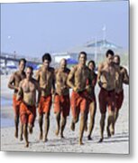 Kure Beach Life Guards On The Run Metal Print