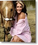 Lady And Her Horse 2 Metal Print
