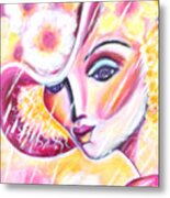 Lady In A Flower Hat Metal Print