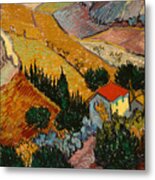 Landscape With House And Ploughman Metal Print