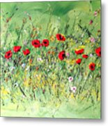 Landscape With Poppies Metal Print