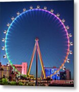 Las Vegas High Roller At Dusk Rainbow Colors Wide 2 Metal Print