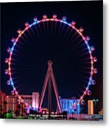 Las Vegas High Roller At Night Multi Colors Metal Print