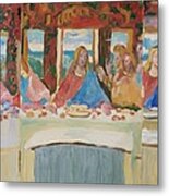 Last Supper Sketch Five Pannels Metal Print