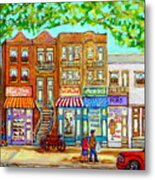Laurier Street Circa 1960 Montreal Memories Vintage Store Fronts Apartments Family Life Canadian Art Metal Print