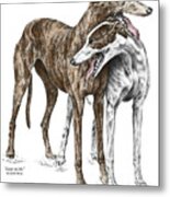 Lean On Me - Greyhound Dogs Print Color Tinted Metal Print