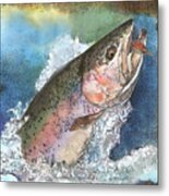 Leaping Rainbow Trout Metal Print