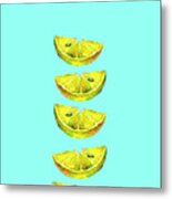 Lemon Slices Turquoise Metal Print