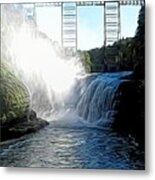 Letchworth State Park Upper Falls And Railroad Trestle Abstract Metal Print