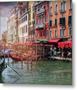 Life On The Grand Canal Venice Italy Metal Print