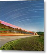Light Trails From Stars And Cars Metal Print