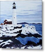 Lighthouse And Ocean Metal Print