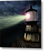 Lighthouse At Night Metal Print