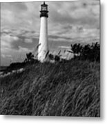 Lighthouse Black And White Metal Print