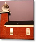 Lighthouse In A Rainbow Metal Print
