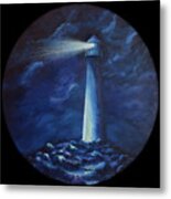 Lighthouse On Round Canvas Metal Print