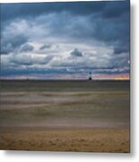 Lighthouse Under Brewing Clouds Metal Print