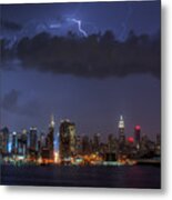 Lightning Over New York City I Metal Print