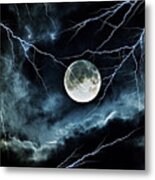 Lightning Sky At Full Moon Metal Print