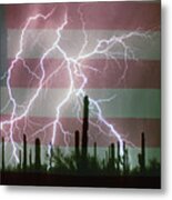Lightning Storm In The Usa Desert Flag Background Metal Print