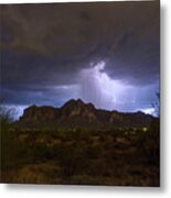 Lightning Storm Ove Superstition Mountains Metal Print