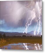 Lightning Striking Longs Peak Foothills 4 Metal Print
