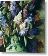 Lilacs And Celadon Vase Metal Print