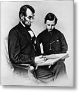 Lincoln Reading To His Son Metal Print