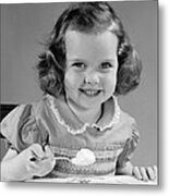 Little Girl Eating Ice Cream, C.1950s Metal Print