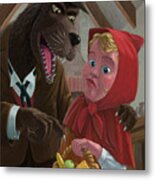 Little Red Riding Hood With Nasty Wolf Metal Print