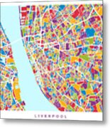 Liverpool England City Street Map Metal Print