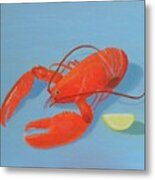 Lobster And Lemon Metal Print