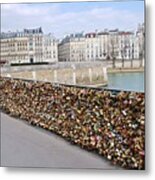 Locking Love In Paris Metal Print