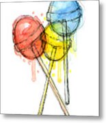 Lollipop Candy Watercolor Metal Print